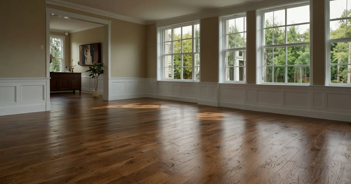 Newly installed wood-look luxury vinyl plank flooring in a bright Sarasota living room with wide windows